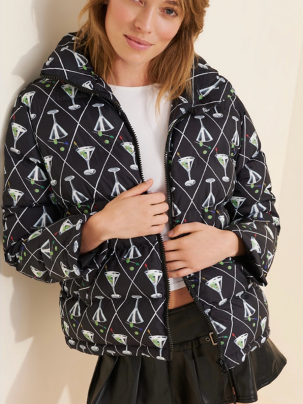 Rachel Antonoff Black Dirty Martini Puffer Jacket